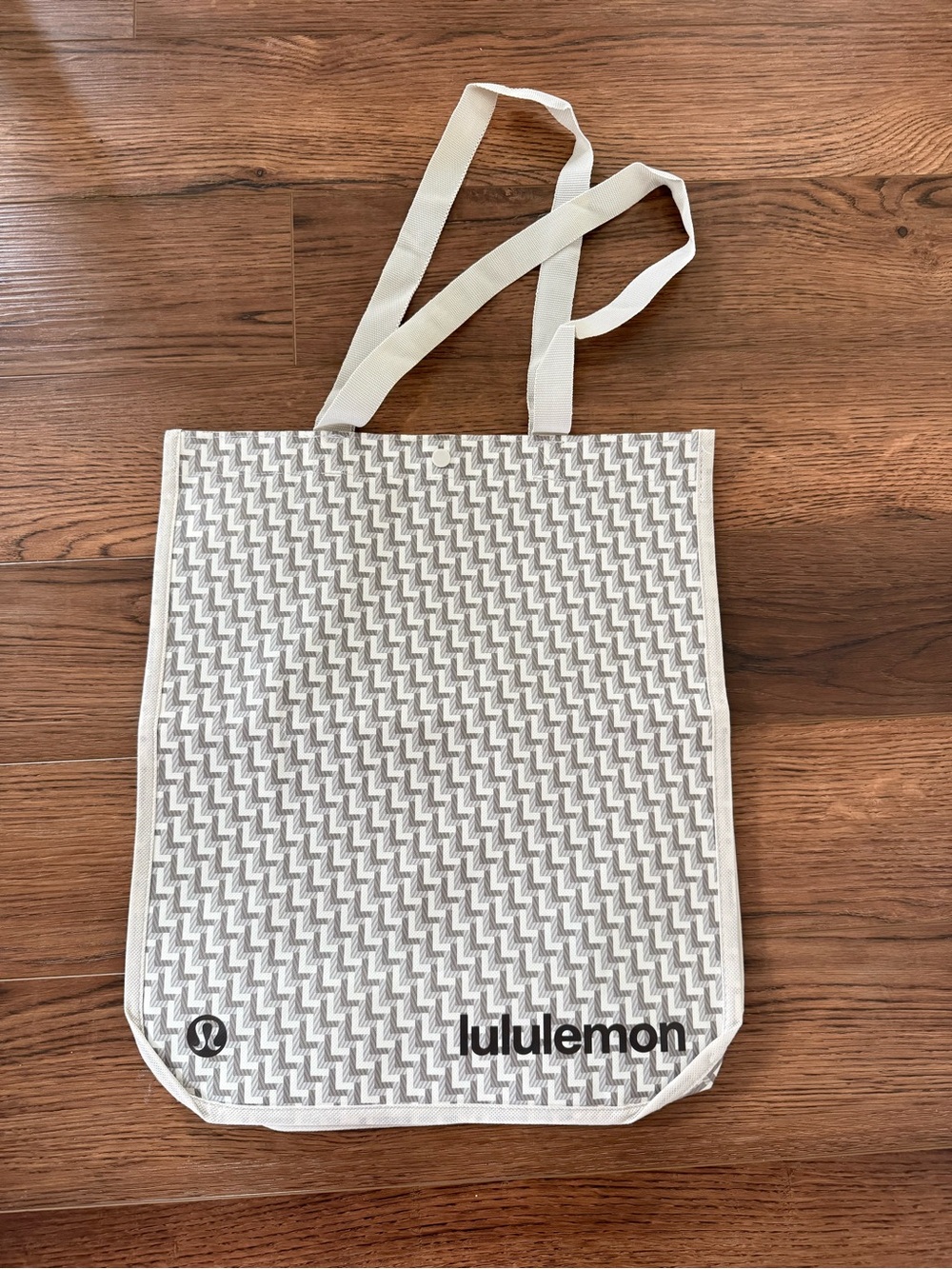lululemon athletica Cream & Gray Patterned Canvas Tote Bag